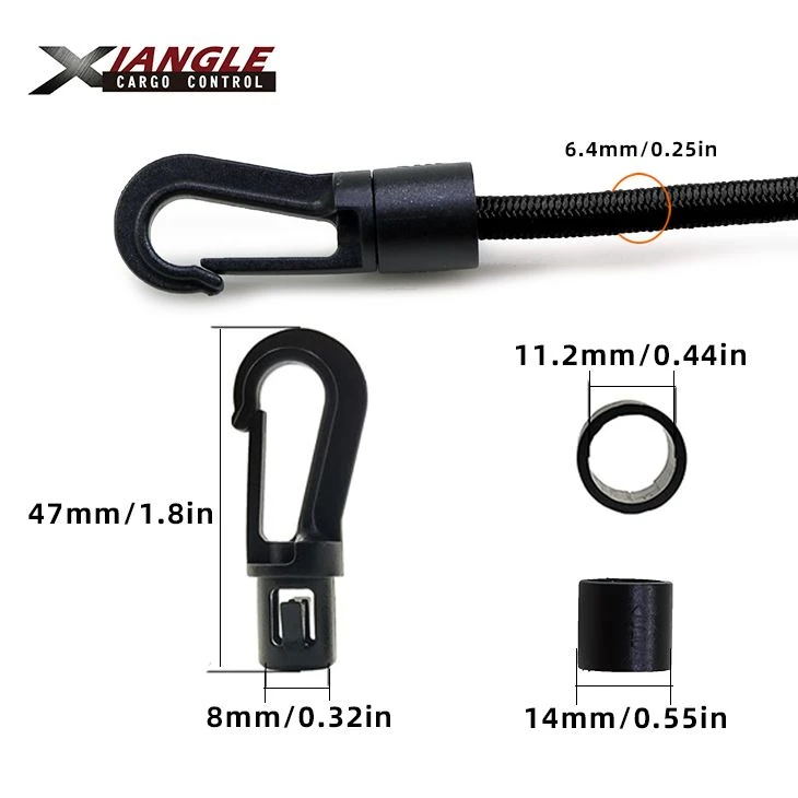 1/4'' X 50' Shock Cord Rope & 20 Pcs Hooks For Kayak Boat Camping Accessories