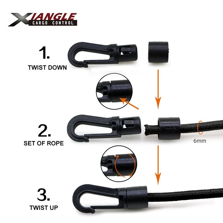 1/4'' X 50' Shock Cord Rope & 20 Pcs Hooks For Kayak Boat Camping Accessories