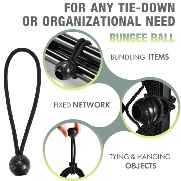 Black Ball Bungee Cords Tarp Clips Set
